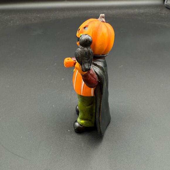 Vintage Halloween Figurine Jack O Lantern with Crow Mini Statue - Picture 2 of 11